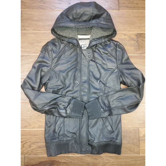 UGG AUSTRALIA Leather Jacket Hoody Women's XS